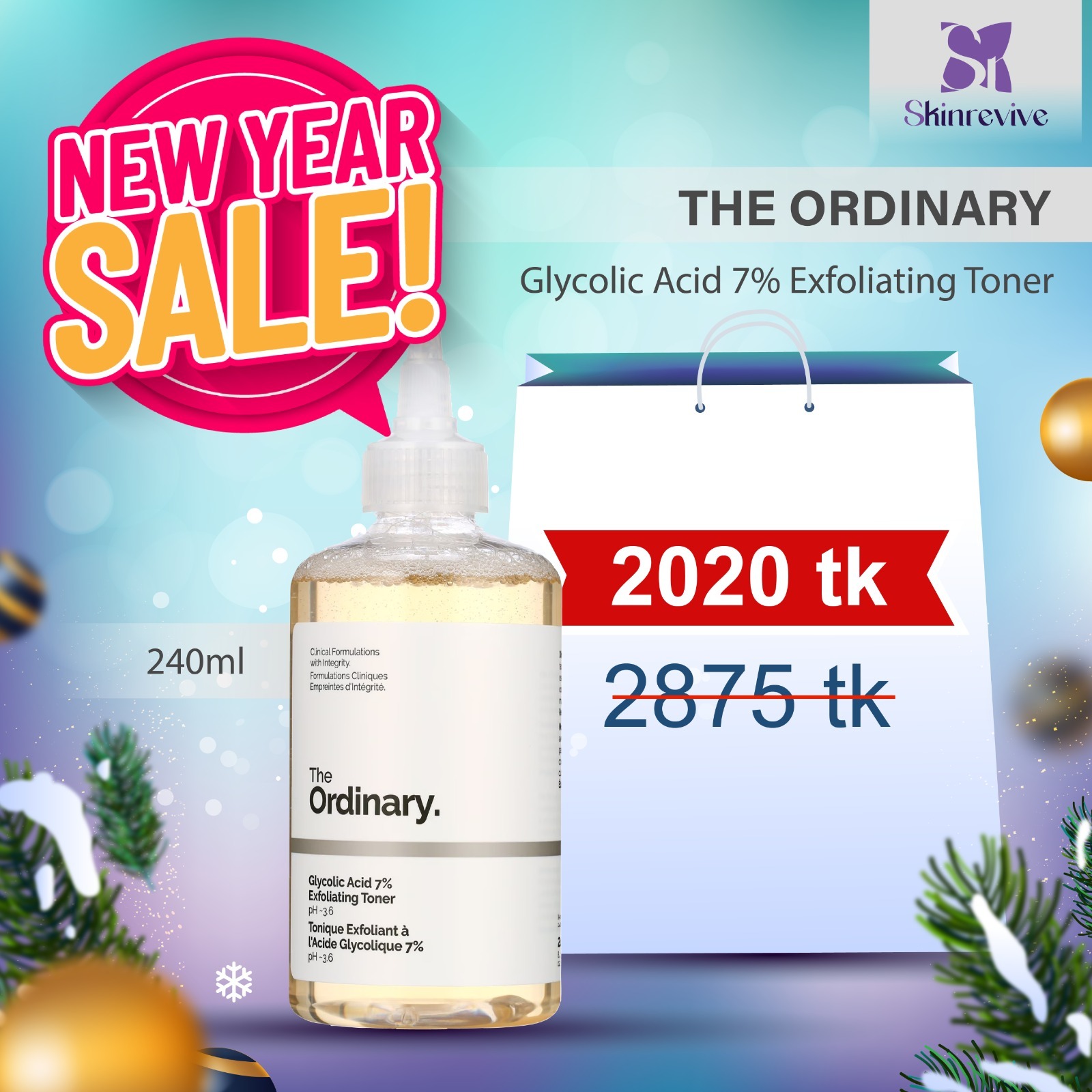 glycolic toner 8 The Ordinary Glycolic Acid 7% Exfoliating Toner - 240ml - Image 1